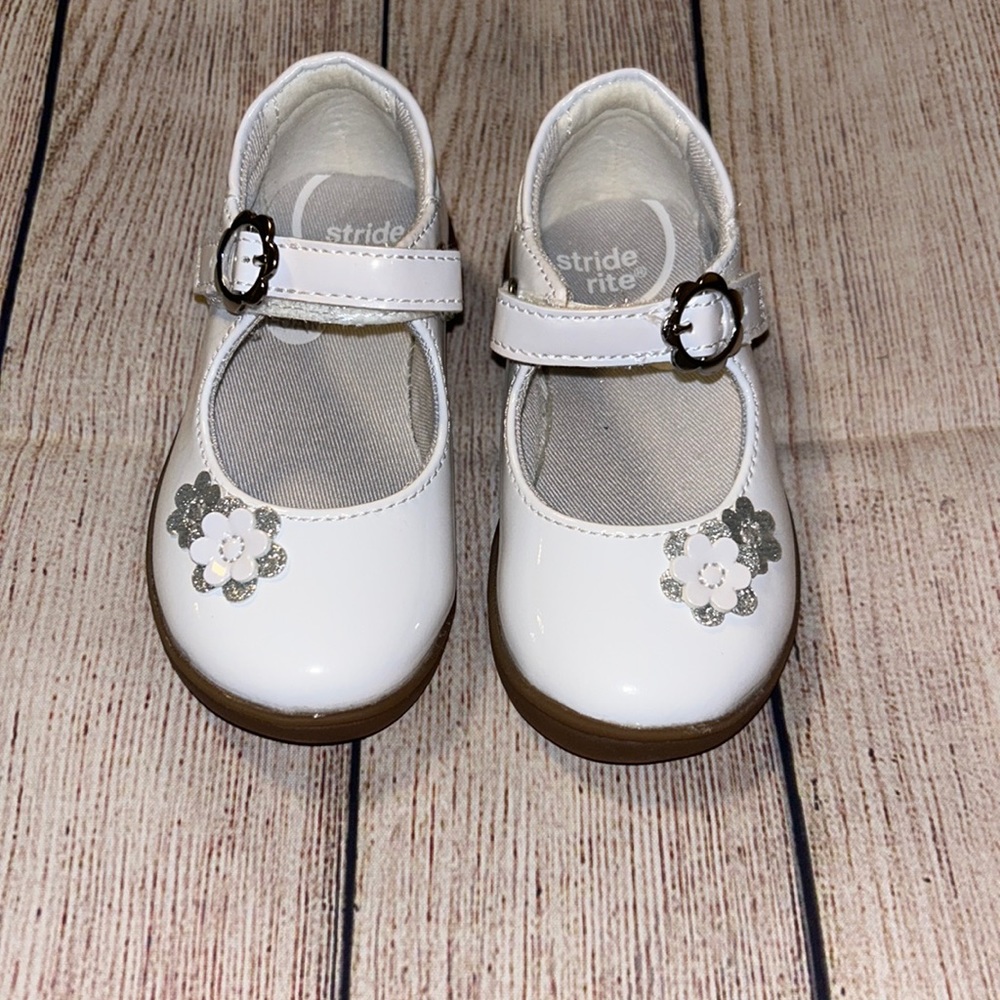 White patent dress shoe